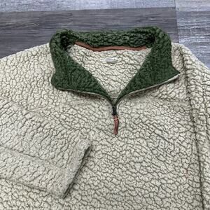 Carbon2Cobalt Cream Green Mens XL 1/4 Zip Mock Sherpa Fleece Pullover Sweater